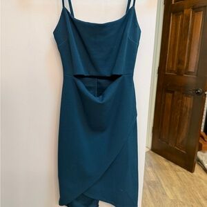 Lulu's Teal Cut-Out Dress with Spaghetti Straps
